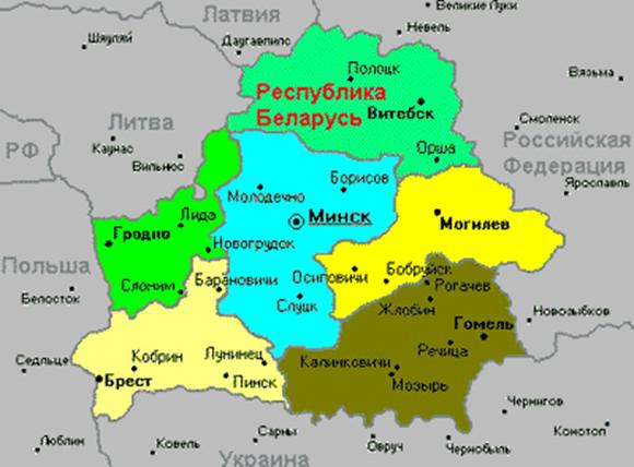 Карта Беларуси Подробная