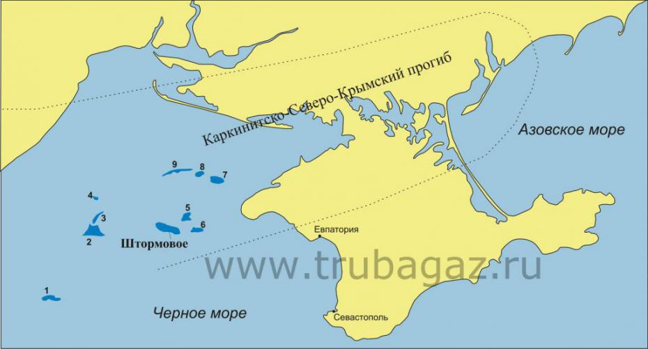 Месторождения газа в черном море карта