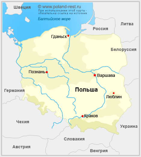 Карта где находится польша