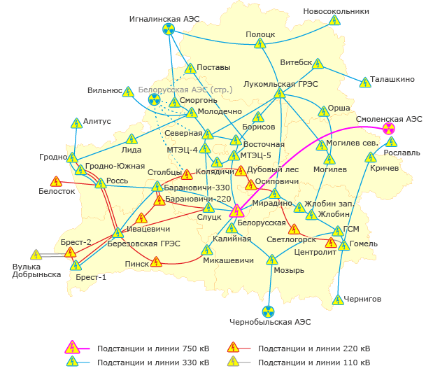 Схема электрических сетей беларуси