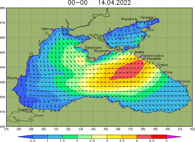 Тепловая карта черного моря сейчас